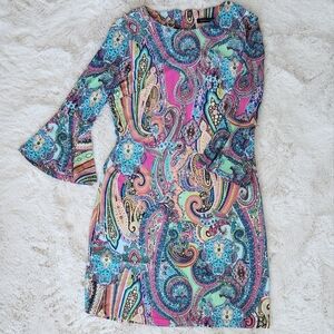 Tommy Hilfiger Jaipur Paisley Sheath Dress with Bell Sleeves